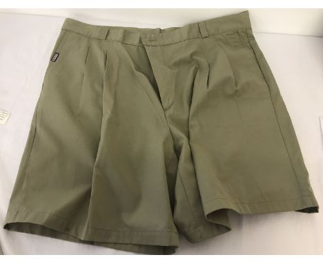 A Pair of officer's issue light khaki green shorts.  40 inch waist.