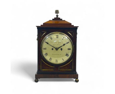 A Regency mahogany bracket clock by Dwerrihouse &amp; Carter Davies Street, Berkeley Square, London, with a convex painted 8"