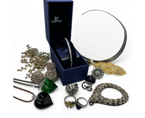 A collection of silver and costume jewellery to include: A Swarovski drop necklace retailed at &pound;165, a silver Links of 