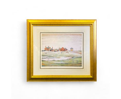 Laurence Stephen Lowry RA (1887-1976)'Landscape with Farm Buildings'Offset lithograph in colours Signed 'L. S. Lowry' in penc