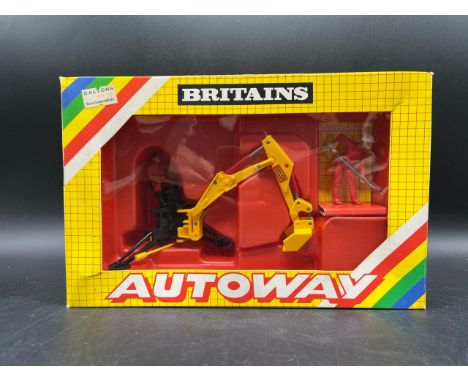 Britains Autoway 9838 Rear Digger(200g)Appears undisturbed from packagingBox showing shelf wear - Condition - Models Excellen
