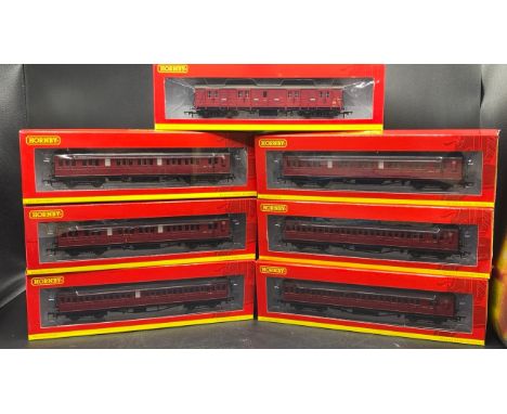 A rake of seven OO gauge Hornby BR Ex LSWR coaches, each boxed and appearing unopened, Made in China(1550g)Hornby R4746 58' M