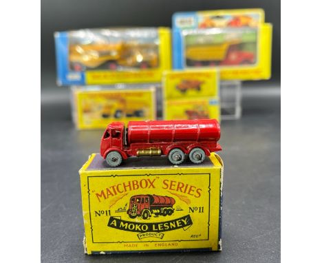 Five Matchbox and a fine example Moko Lesney Esso ERF petrol tanker(750g)Moko Lesney E.R.F. Road Tanker 'Esso', No.11, red bo