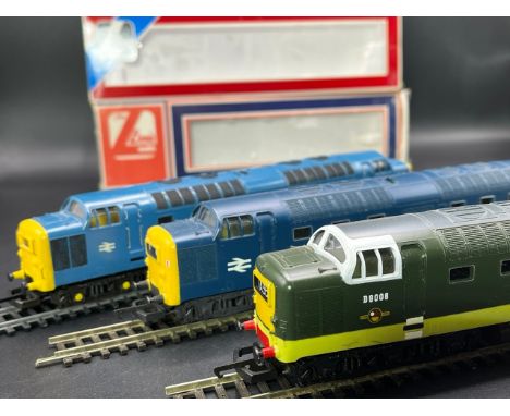 Three Lima Deltic Locomotives two boxed Tested Runners(1200g)Lima L205105a Class 55 Deltic D9008 'The Green Howards' in BR gr