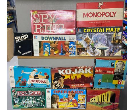 11 Vintage Board Games including. Downfall. (11) (11000g)Downfall, Monopoly, Crystal Maze, Strip, Monopoly Celtic Football Cl