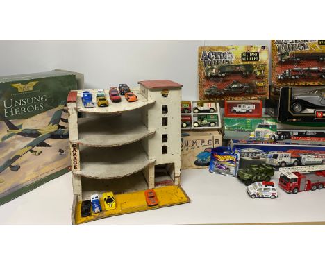 Play Garage, Toy Cars, Burrago Mercedes Model, Corgi Unsung Heroes B52D Model...(10500g) (26+).Wooden Play GarageVarious play