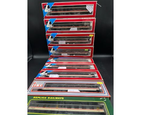 A rake of 9 'OO' gauge InterCity cars, Lima (8) Replica Railways (1)(1800g)All Lima in-correct boxesLima L305326 Mk1 SK stand