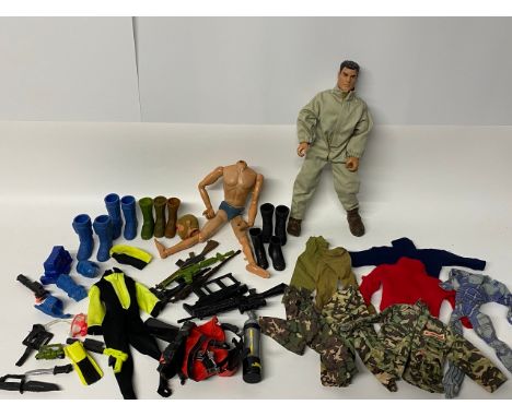Two Action Men and Accessories. (1200g)1 1978 Palitoy Action Man with unattached head1 1998 Hasbro Action Man in JumpsuitLarg