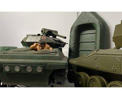 Action Man Size Tanks & Armoured Vehicle & Dinghy (5) (3000g)Irwin armoured vehicleAlvis TankCherilea Toys TankDinghy (No mak