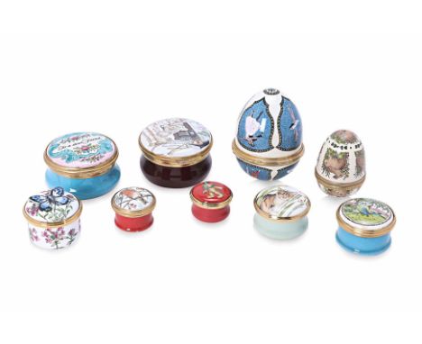 NINE HALCYON DAYS ENAMEL BOXES
A group of nine enamel boxes, variously decorated with ballet dances, animals and flowers
5,5c