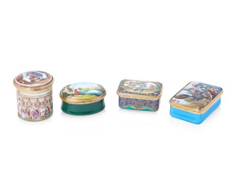A GROUP OF FOUR HALCYON DAYS ENAMEL BOXES
A group of four Halcyon Days enamel boxes of various shapes, comprising a limited e
