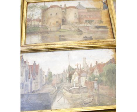 Attributed to Charles GoginTwo river scenesOil on boardUnsigned, marked in pen to the reverse 13cm x 22cm;And a portrait mini