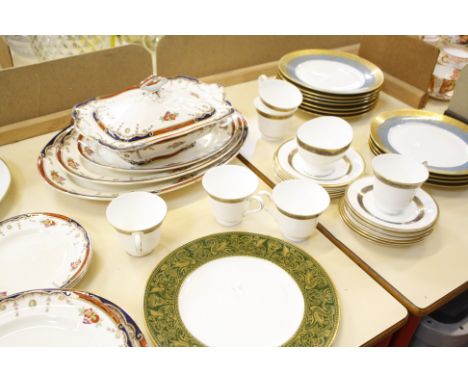 A Wedgwood 'Florentine' pattern cabinet plate, Royal Doulton 'Harlow' pattern tea cups and saucers, Limoges plates and a 'Vic