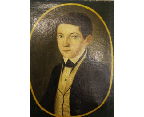 Primitive School Portrait of a boyOil on canvasUnframedUnsigned33cm x 24.5cm 