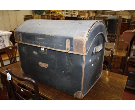 A vintage domed travelling trunk