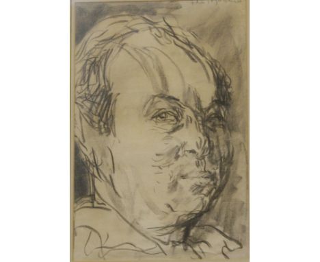 Feliks Topolski (1907-1989)Head and shoulders portrait of a gentlemanBlack chalk on laid paperSigned and dated '63 upper righ