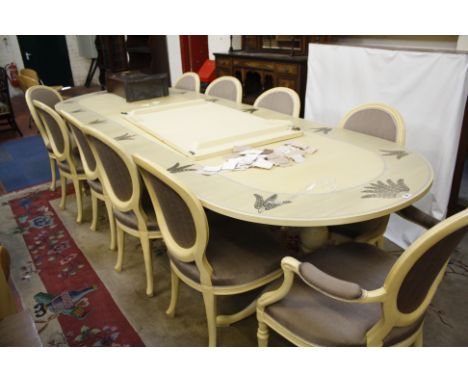 Ten ivory painted and silvered chairs, in George III style and one George III armchair of the same design, circa 1775 (repain