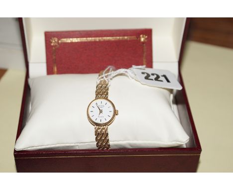 Ladies modern presentation wrist watch by Rotary with 9 ct gold case and bracelet strap