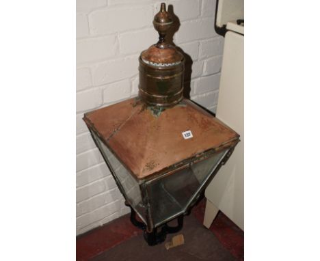 Victorian copper and glazed street lamp top