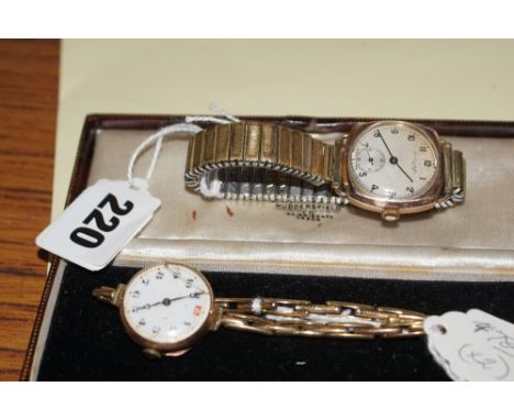 Vintage gents gold cased Swiss made wristwatch by Thomas Russels & Son and one other ladies 9ct gold cased wristwatch