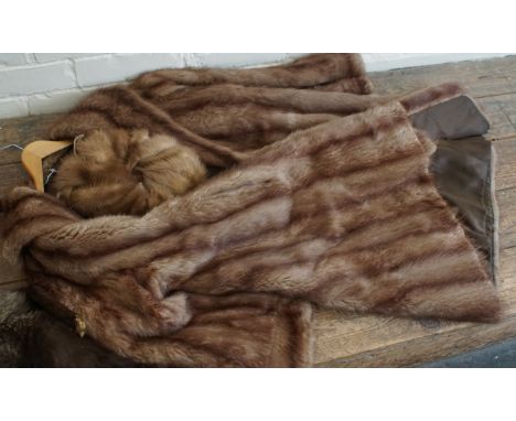 Ladies Vintage fur coat together with fur hat and two stoles - one fox