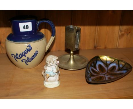 Beatrix Potter model of Miss Moppet by Beswick England 1954, an advertising jug Players Navy Cut cigarettes by Lovatts Langle