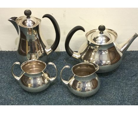 A stylish silver plated four piece tea service. Est. £20 - £30.