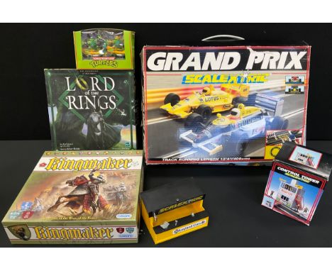 Toys - Scalextric Grand Prix slot car racing set, boxed, Teenage Mutant Hero Turtles Skateboards C138, boxed, control tower e