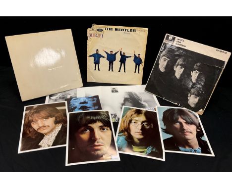The Beatles vinyl Lps, The White Album No 0050860; including; photographs and lyric sheet, The Beatles- Help PCS 3071, The Be
