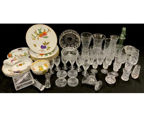 Ceramics and glass - Royal Worcester Evesham pattern including six dinner plates, flan dish; cut glass; etc