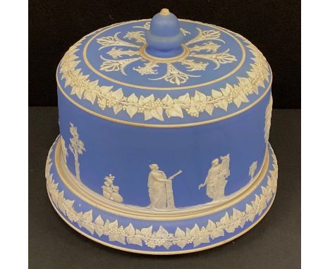A 19th / early 20th century Wedgwood style Jasperware cheese dome, possibly Dudson Brothers, 20.5cm high x 24cm diameter.