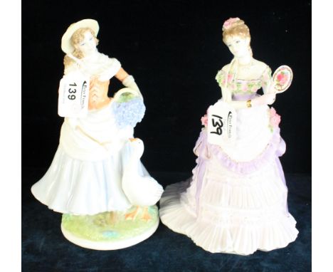 Two Royal Worcester bone china figurines limited edition 'Splendor at Court' and limited edition 'Goose girl'. (2) CONDITION 