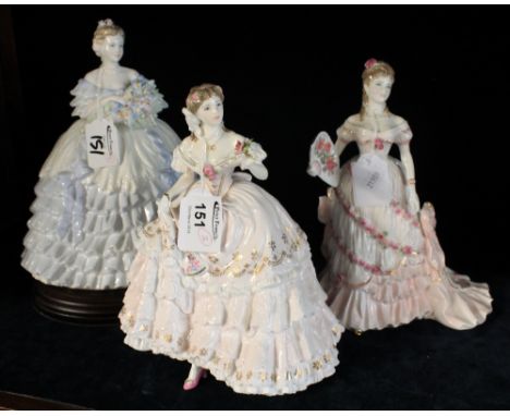 Three china figurines to include Coalport limited edition 'Iris' on plinth, Royal Worcester limited edition 'The fairest rose