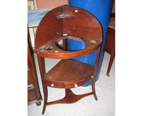 19th Century mahogany bow front corner wash stand. 