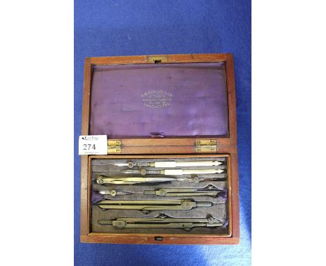 A.G. Thornton of Manchester compass and drawing instrument, cased set together with a Moore and Rice of Sheffield micrometer,