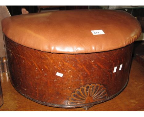 Mid 20th Century oak bow front stool or workbox.