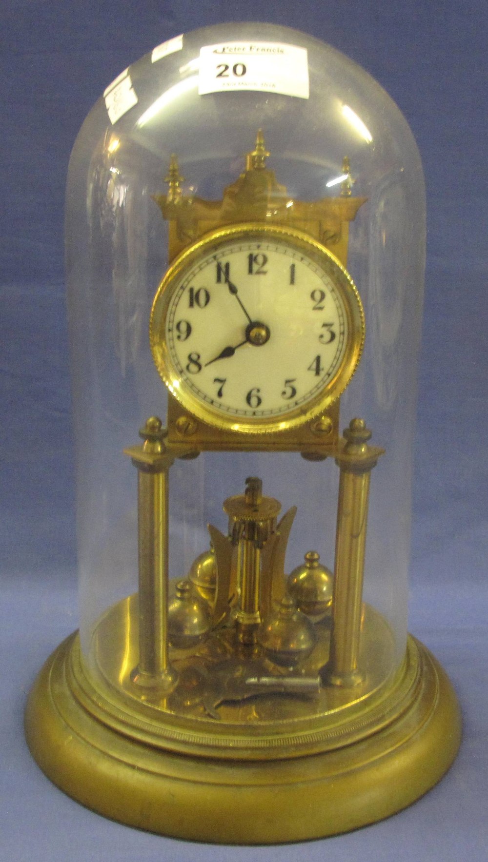 Mid century brass 100 day perpetual motion dome clock.