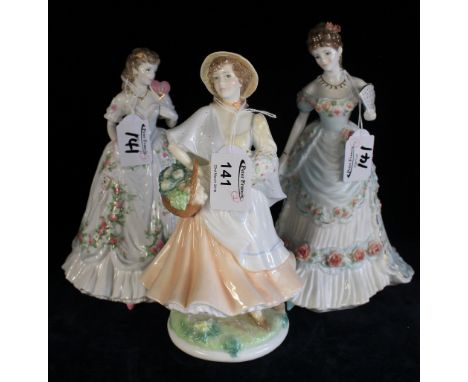 Three Royal Worcester bone china figurines limited edition 'Splendor at court', limited edition 'Market day' and limited edit