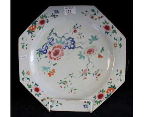 Late 19th/early 20th Century Chinese porcelain octagonal cabinet plate overall decorated with floral sprays in the Canton sty