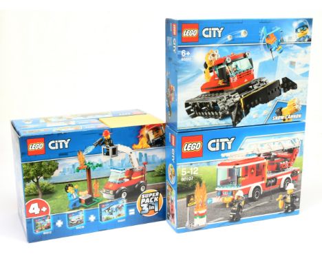 Lego City sets to include Super Pack 3 in 1 60207, 60239, 60212, Snow Groomer set 60222, Fire Ladder Truck set 60107. All Wit