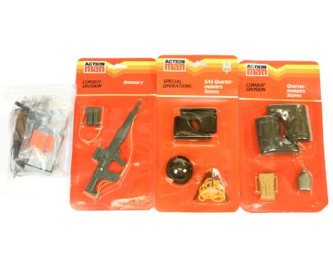 Palitoy Action Man Vintage accessory packs Combat Division group (1) Quarter-Masters Stores - Boots (2) SAS Quarter-Masters S