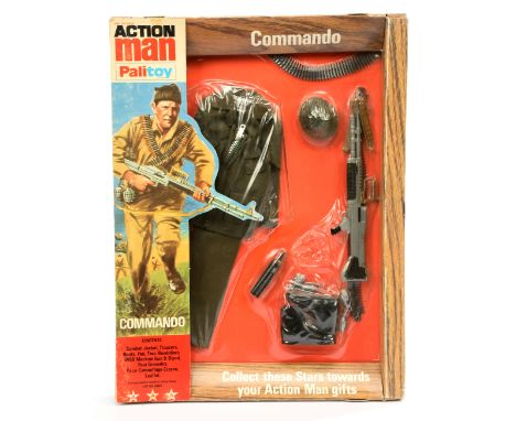 Palitoy Action Man Vintage 34162 Commando comprising Combat Jacket, Trousers, Boots, Hat Two Bandoliers, M60 Machine Gun &amp