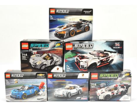 Lego Speed Champion group (1) 76896 Nissan GT-R Nismo (2) 75872 Audi R18 (3) 75891 Chevrolet Camaro ZL1 Race Car (4) 75910 Po