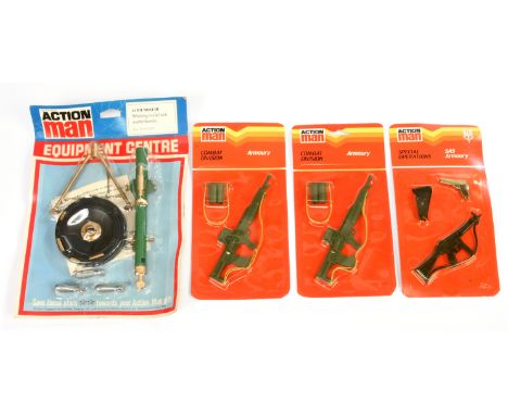 Palitoy Action Man Vintage accessory packs group (1) 34271 Equipment Centre - 81mm Mortar (2) SAS Armoury Special Operations 