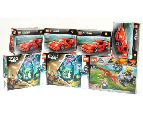 Lego sets to include Lego Speed Champions Ferrari F40 Competizione 75890 x 4, Lego Hidden side JB's Ghost Lab x 2, Lego Juras