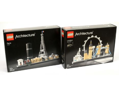Lego Architecture Pair (1) 21044 Paris, France (2) 21034 London Great Britain (seals broken) - within Good Plus to Excellent 