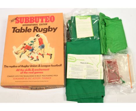 Subbuteo International Edition Table Rugby Boxed game with original Rugby Balls - appears complete, also with some loose item