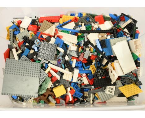 Large Quantity of loose Lego to include variois colour parts, part built models, minifigures &amp; accessories, wheels, print
