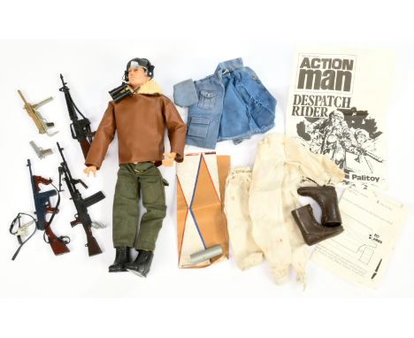 Palitoy Action Man Vintage - Tank Commander Painted head figure with Leather style Jacket, Binoculars, Earphones, various wea