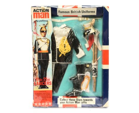 Palitoy Action Man Vintage Famous British Uniforms - 34135 17th 21st Lancers comprising plumed helmet, Jacket, Trousers, Cord